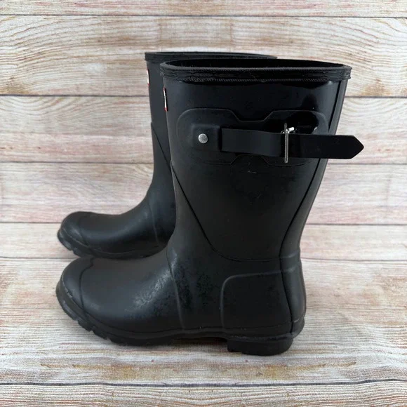 Hunter Original Short Rain Boots Black Matte Waterproof Womens 10M 1881032 - Picture 5 of 9
